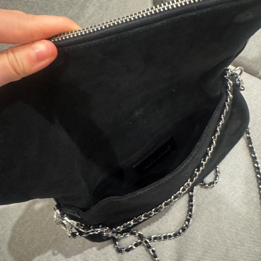 Zadig & Voltaire Rock Black Suede Croosbody Bag with Silver Chain - Picture 5 of 5